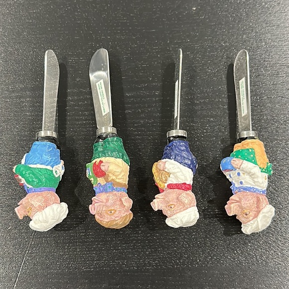 Boston Warehouse Pig Chef Butter Knife & Cheese Spreader Set of 4 - Picture 6 of 6